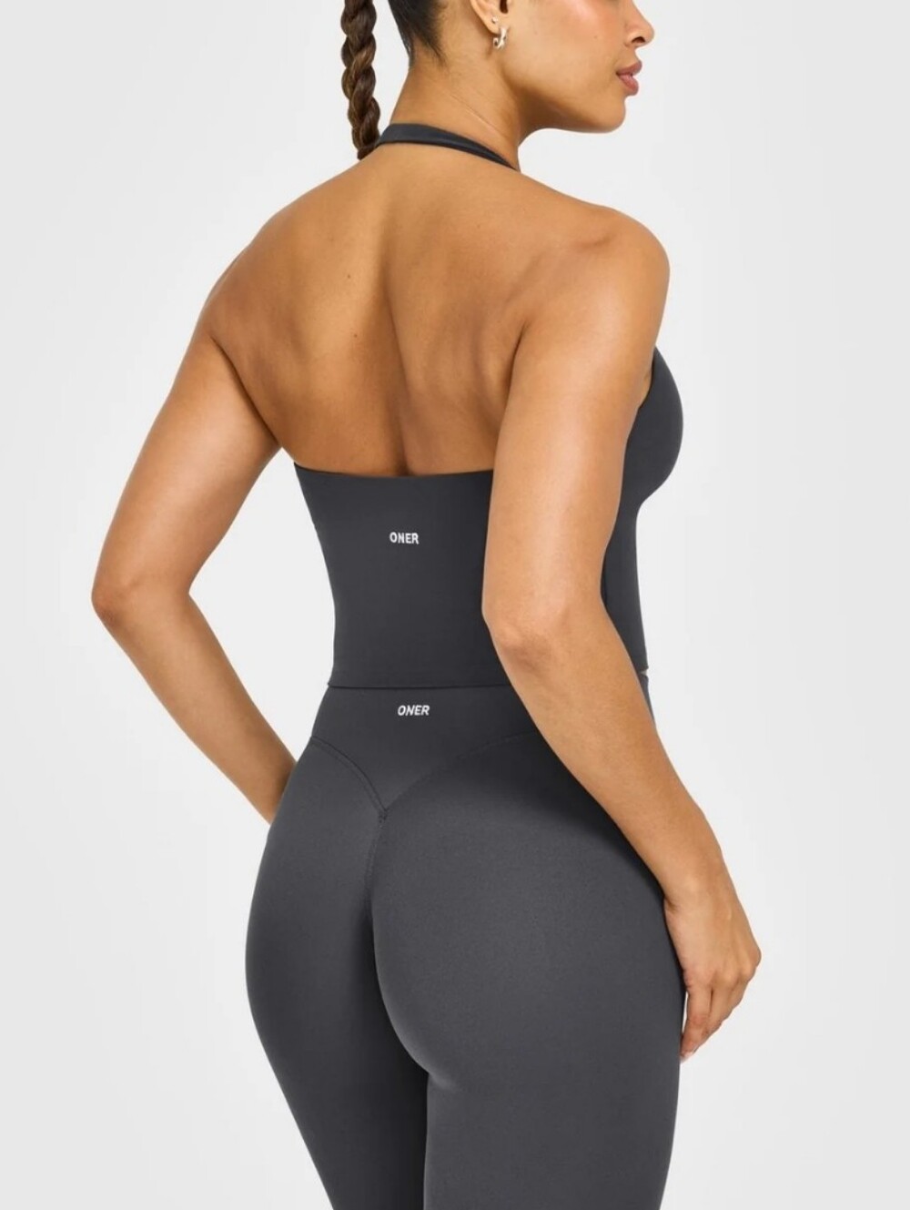 Oner Active SoftMotion Halter Neck Mid Vest with Built in Bra - Coal - Picture 2 of 5